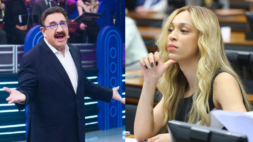 Ratinho está sendo investigado pelas falas feitas ao vivo contra a deputada federal Erika Hilton • 1: Lourival Ribeiro e Francisco Cepeda/SBT; 2: Vinicius Loures/Câmara dos Deputados