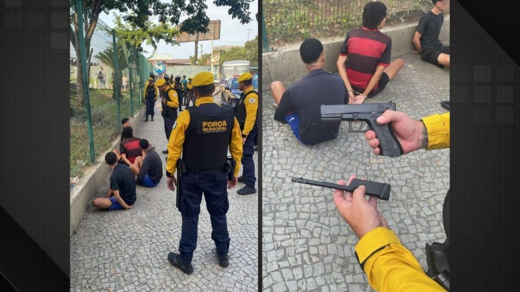 Força Municipal impede roubo em ônibus na Avenida Presidente Vargas e detém quatro suspeitos