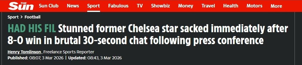Jornais da Inglaterra repercutem saída do treinador — Foto: Reprodução