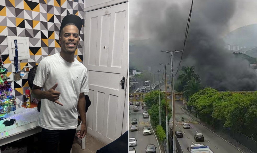Ferro-velho de Breno Barbosa Diniz foi incendiado um mês após seu desaparecimento, na Cidade de Deus — Foto: Arquivo pessoal e Divulgação / LAMSA