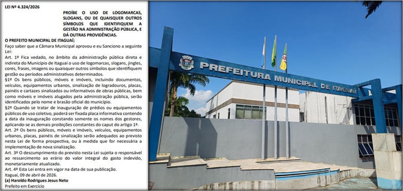 Agora é lei: é proibido logomarcas e símbolos que identifiquem a gestão municipal em Itaguaí