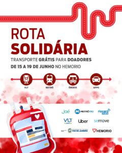 Rota Solidária 2026 garante transporte gratuito para incentivar a doação de sangue no Rio de Janeiro