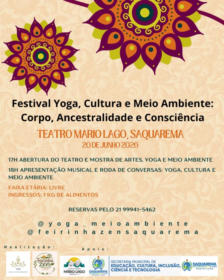 Teatro Mário Lago recebe Festival de Yoga, Cultura e Meio Ambiente em Saquarema