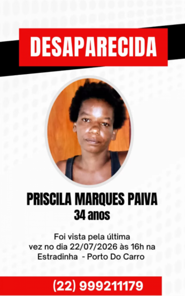 Família procura por mulher desaparecida há duas semanas na Região dos Lagos