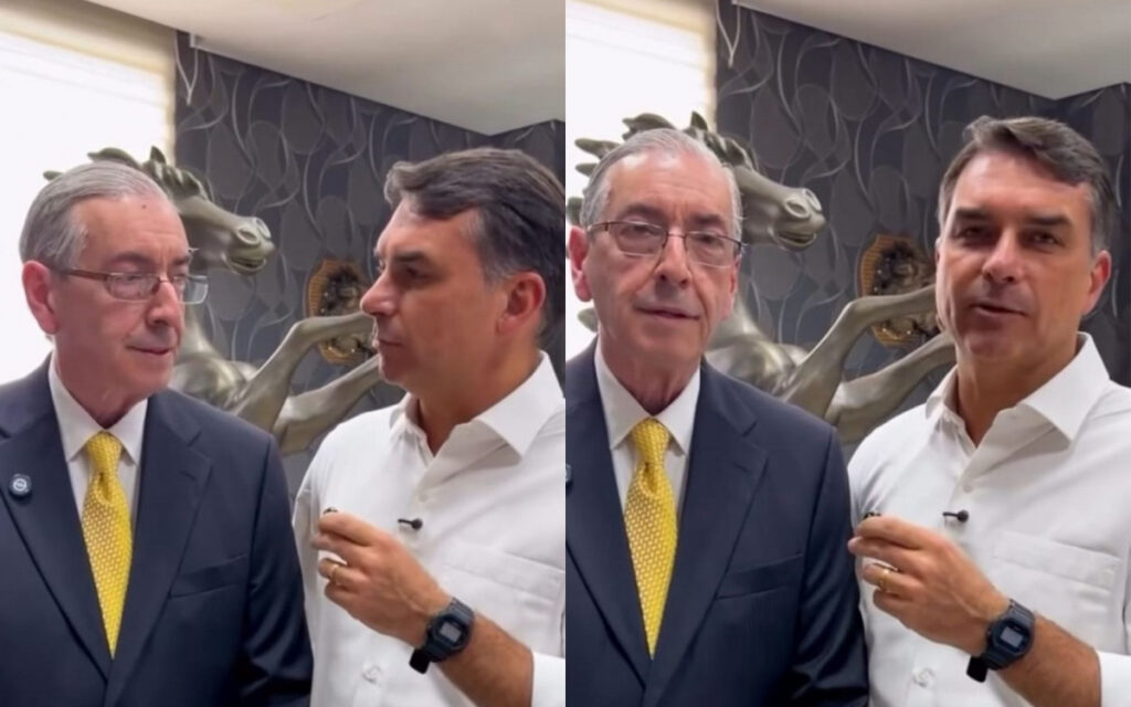 Flávio Bolsonaro declara apoio à candidatura de Eduardo Cunha à Câmara